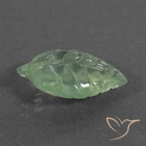 5.11 ct Green Prehnite Stone, Natural Prehnite in Carved Leaf Shape for Sale