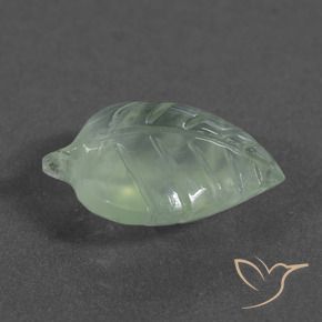 6.02 ct Green Prehnite Stone, Natural Prehnite in Carved Leaf Shape for Sale