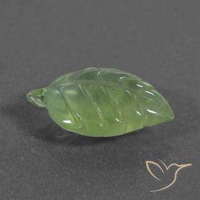 5.70 ct Green Prehnite Stone, Natural Prehnite in Carved Leaf Shape for Sale