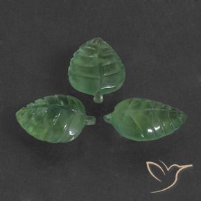 21.38 ctw Green Prehnite Stones, Natural Prehnite in Carved Leaf Shape for Sale