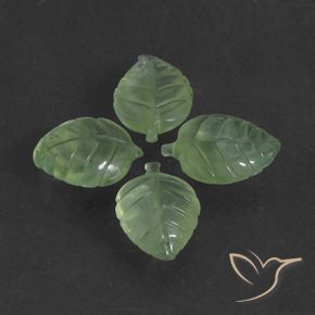 29.56 ctw Green Prehnite Stones, Natural Prehnite in Carved Leaf Shape for Sale