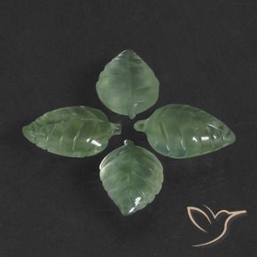 27.79 ctw Green Prehnite Stones, Natural Prehnite in Carved Leaf Shape for Sale