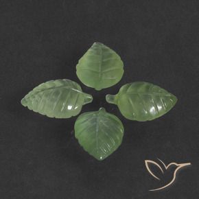 16.65 ctw Green Prehnite Stones, Natural Prehnite in Carved Leaf Shape for Sale