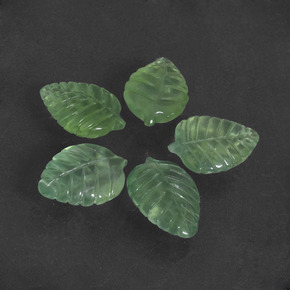 20.29 ctw Green Prehnite Gemstones, Prehnite Gems in Carved Leaf Shape for Sale.