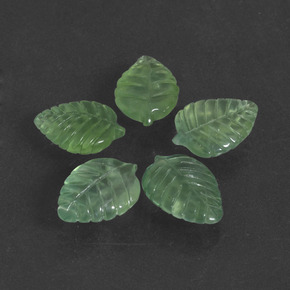 20.29 ctw Green Prehnite Stones, Natural Prehnite in Carved Leaf Shape for Sale