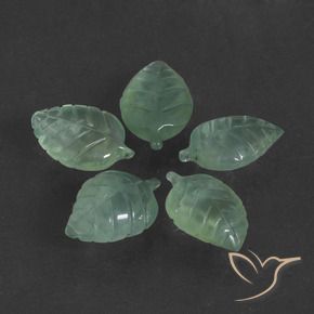 26.26 ctw Green Prehnite Stones, Natural Prehnite in Carved Leaf Shape for Sale