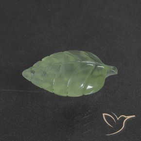 5.15 ct Green Prehnite Stone, Natural Prehnite in Carved Leaf Shape for Sale