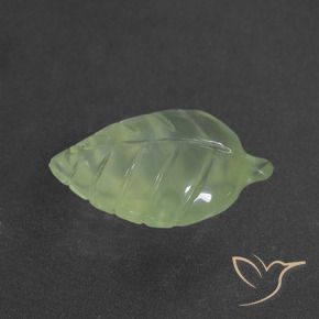 5.76 ct Green Prehnite Stone, Natural Prehnite in Carved Leaf Shape for Sale