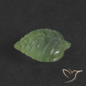 4.90 ct Green Prehnite Stone, Natural Prehnite in Carved Leaf Shape for Sale
