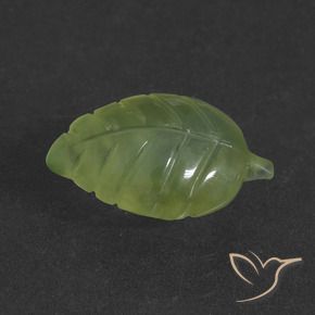5.08 ct Green Prehnite Stone, Natural Prehnite in Carved Leaf Shape for Sale