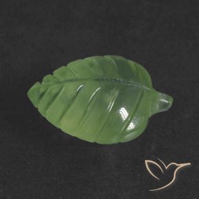 6.65 ct Green Prehnite Stone, Natural Prehnite in Carved Leaf Shape for Sale