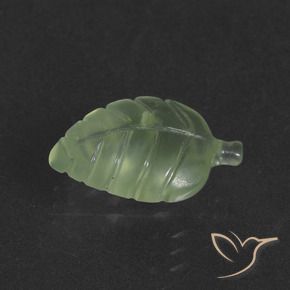 4.88 ct Green Prehnite Stone, Natural Prehnite in Carved Leaf Shape for Sale