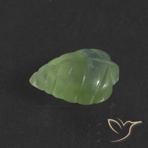 5.97 ct Green Prehnite Stone, Natural Prehnite in Carved Leaf Shape for Sale