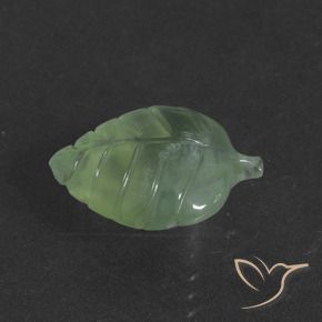 5.62 ct Green Prehnite Stone, Natural Prehnite in Carved Leaf Shape for Sale