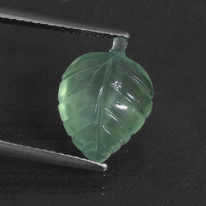 4.48 ct Green Prehnite Gemstone, Prehnite Gem in Carved Leaf Shape for Sale.