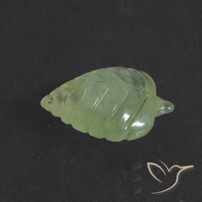 4.61 ct Green Prehnite Stone, Natural Prehnite in Carved Leaf Shape for Sale