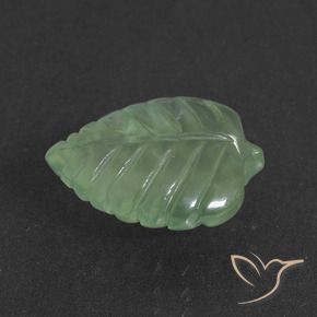 4.40 ct Green Prehnite Stone, Natural Prehnite in Carved Leaf Shape for Sale