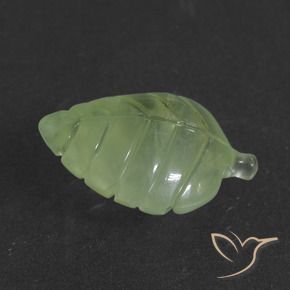 5.28 ct Green Prehnite Stone, Natural Prehnite in Carved Leaf Shape for Sale