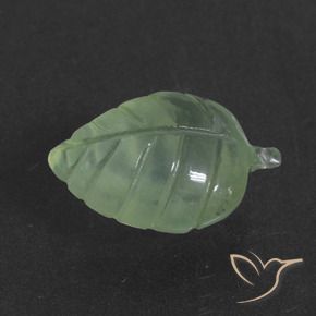 7.07 ct Green Prehnite Stone, Natural Prehnite in Carved Leaf Shape for Sale