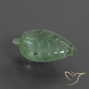 4.94 ct Green Prehnite Stone, Natural Prehnite in Carved Leaf Shape for Sale