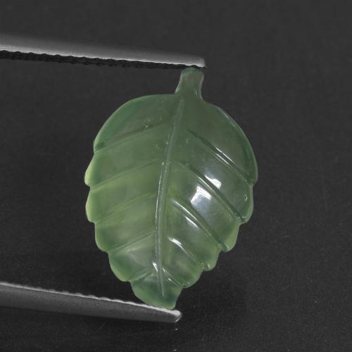 Verde terroso pálido Prehnite Gema - 5.5ct Hoja tallada (ID: 418897)