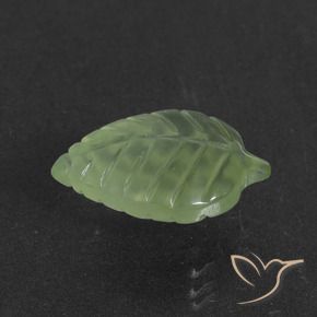 4.62 ct Green Prehnite Stone, Natural Prehnite in Carved Leaf Shape for Sale