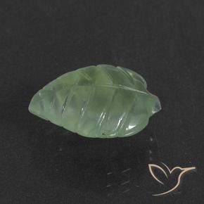4.86 ct Green Prehnite Stone, Natural Prehnite in Carved Leaf Shape for Sale