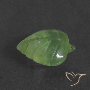6.21 ct Green Prehnite Stone, Natural Prehnite in Carved Leaf Shape for Sale
