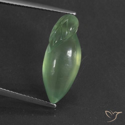 9,04ct Frutta intagliata verde Prehnite dal Sud Africa, Dimension 21,2x8,4 mm, Natural non trattati Gemstone, Translucent Clarity, 1 piece Prehnite in Verde giallastro Color, Mohs Hardness of 6 - 6,5, Photo A