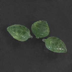16.32 ct Green Prehnite Gemstone, Prehnite Gem in Carved Leaf Shape for Sale.