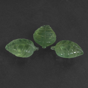16.32 ct Green Prehnite Stone, Natural Prehnite in Carved Leaf Shape for Sale