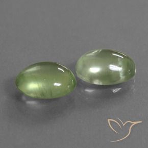 2.85 ctw Green Prehnite Stones, Natural Prehnite in Oval Cabochon Shape for Sale