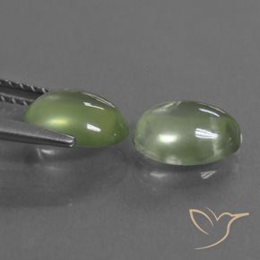 Prehnite Gemstones in 8.1 x 6.9 mm Size for Sale, Prehnite Stones in Light Green Color