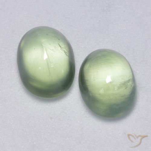 3.80 ctw Green Prehnite Stones, Natural Prehnite in Oval Cabochon Shape for Sale