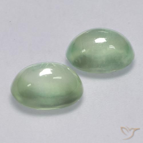 Prehnite Gemstones in 8.8 x 6.6 mm Size for Sale, Prehnite Stones in Light Green Color