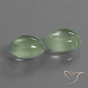3.79 ctw Green Prehnite Stones, Natural Prehnite in Oval Cabochon Shape for Sale