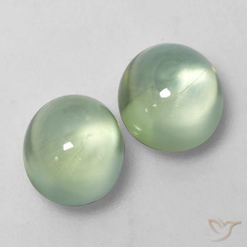 3.37 ctw Green Prehnite Stones, Natural Prehnite in Oval Cabochon Shape for Sale