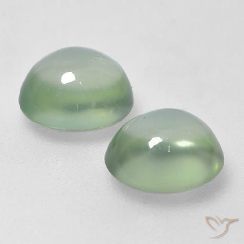 Prehnite Gemstones in 7.5 x 6.8 mm Size for Sale, Prehnite Stones in Light Pear Green Color