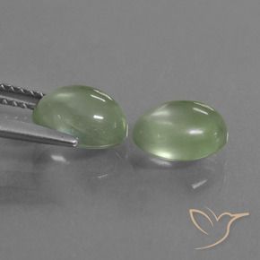 Prehnite Gemstones in 8.3 x 6.9 mm Size for Sale, Prehnite Stones in Warm Green Color
