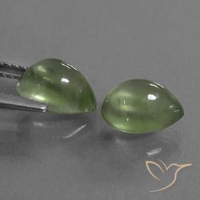 Prehnite Gemstones in 9 x 7 mm (calibrated) Size for Sale, Prehnite Stones in Warm Green Color