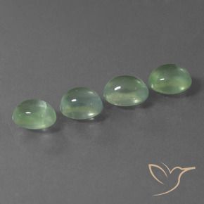 6.48 ctw Green Prehnite Stones, Natural Prehnite in Oval Cabochon Shape for Sale