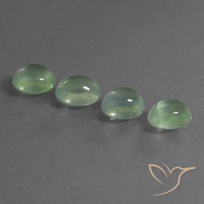 Prehnite Gemstones in 7.7 x 6.3 mm Size for Sale, Prehnite Stones in Very Light Green Color
