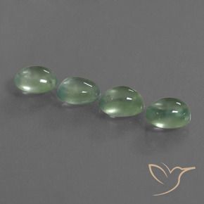 Prehnite Gemstones in 7.6 x 6.1 mm Size for Sale, Prehnite Stones in Light Pear Green Color
