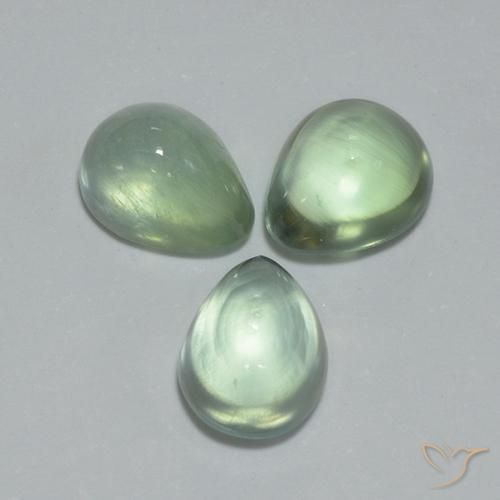 3.64 ctw Green Prehnite Stones, Natural Prehnite in Pear Cabochon Shape for Sale