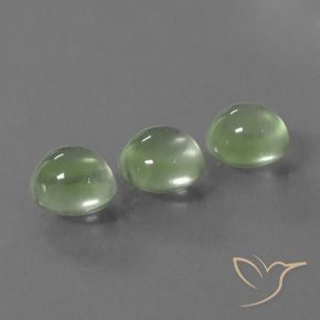 5.89 ctw Green Prehnite Stones, Natural Prehnite in Round Cabochon Shape for Sale