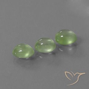 3.69 ctw Green Prehnite Stones, Natural Prehnite in Oval Cabochon Shape for Sale
