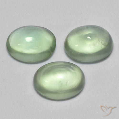 2.60 ctw Green Prehnite Stones, Natural Prehnite in Oval Cabochon Shape for Sale
