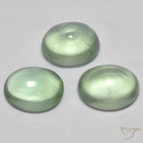 Prehnite Gemstones in 6.6 x 5.2 mm Size for Sale, Prehnite Stones in Light Pear Green Color