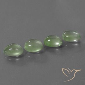 8.34 ctw Green Prehnite Stones, Natural Prehnite in Oval Cabochon Shape for Sale
