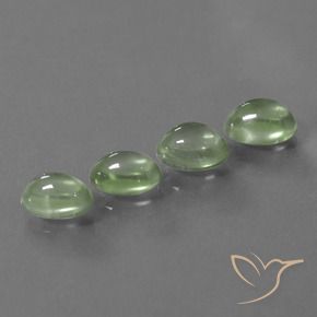 6.48 ctw Green Prehnite Stones, Natural Prehnite in Oval Cabochon Shape for Sale